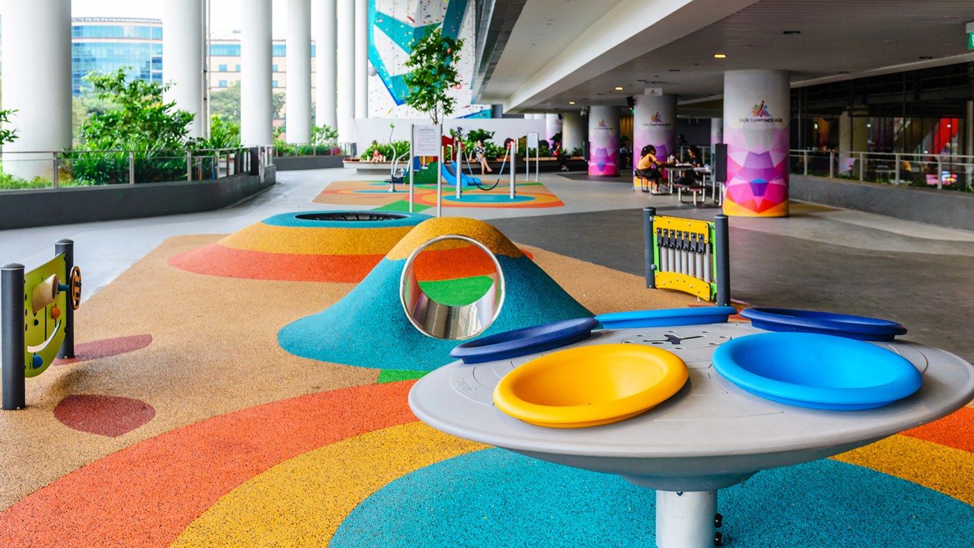 Inclusive play equipment at Our Tampines Hub, Level 2
