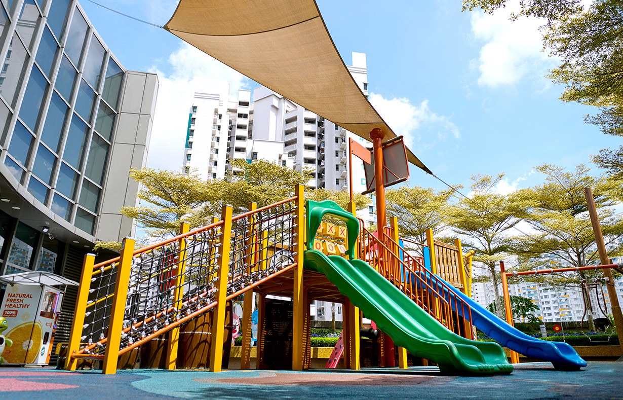 Slides at The Seletar Mall Level 4 rooftop playground