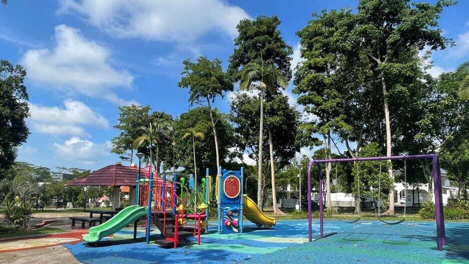 Slides and swings at Grove Lane Playground