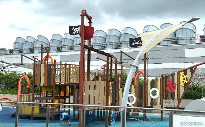 Pirate ship and water-play equipment at NEX KidzPlay SkyGarden