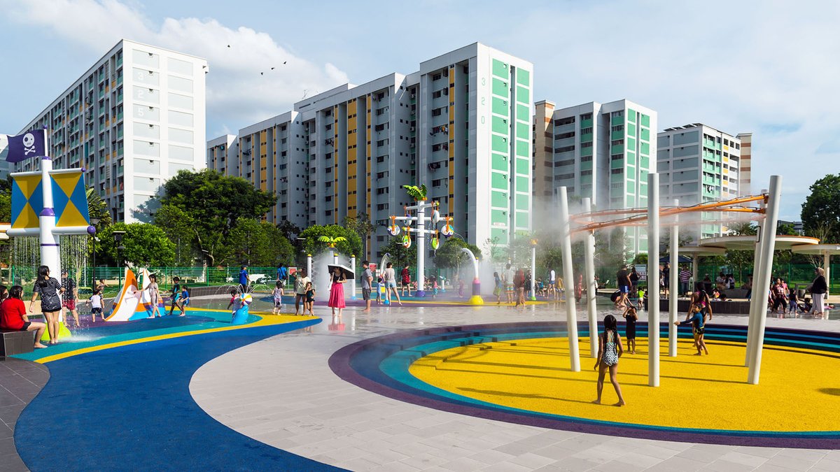 Spray arches and splash zones at Oasis Waterpark, Nee Soon East