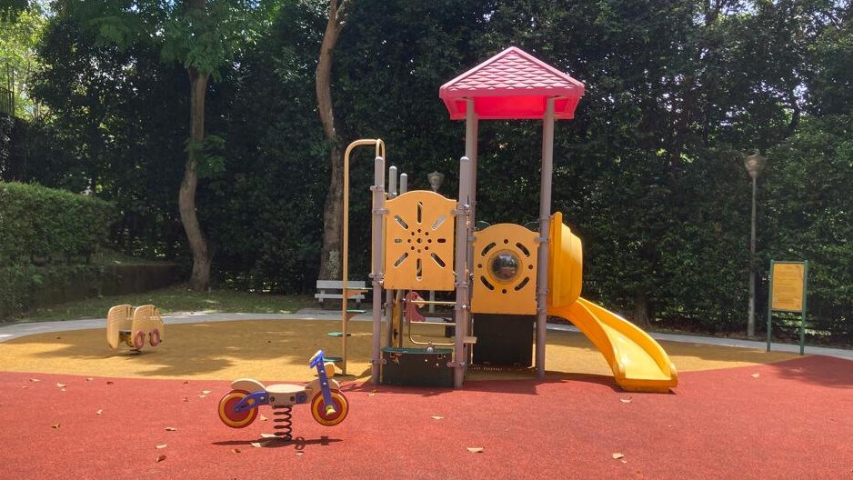 Slide and small climbing tower at Hillview Crescent Playground