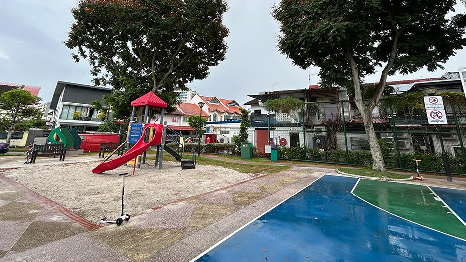 Slide and climbing equipment at Jalan Riang Playground