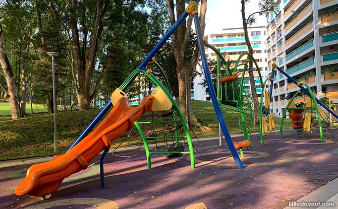Orange slide and climbing obstacles at Bukit Panjang Neighbourhood 2 Park, from an article published in 2021.