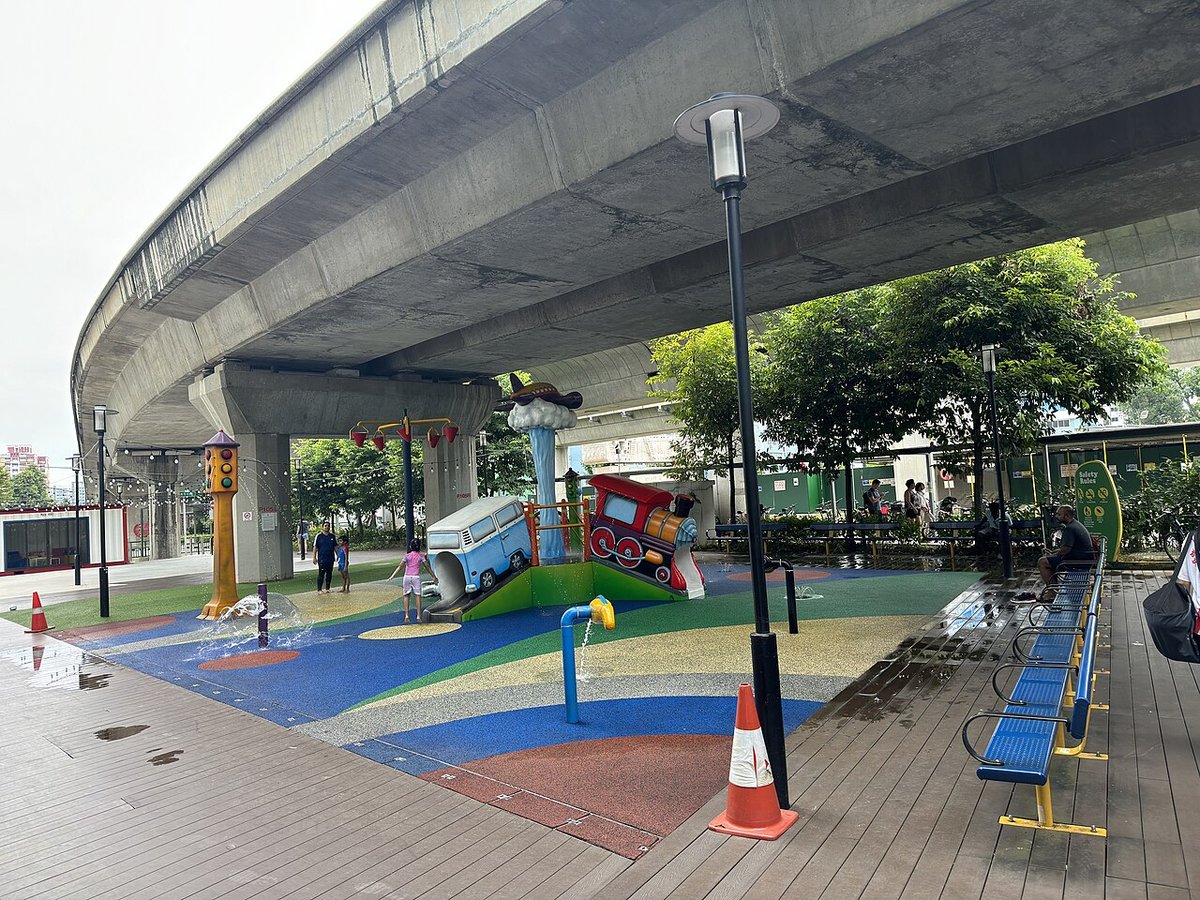 Choa Chu Kang Mini Waterpark beneath the elevated railway