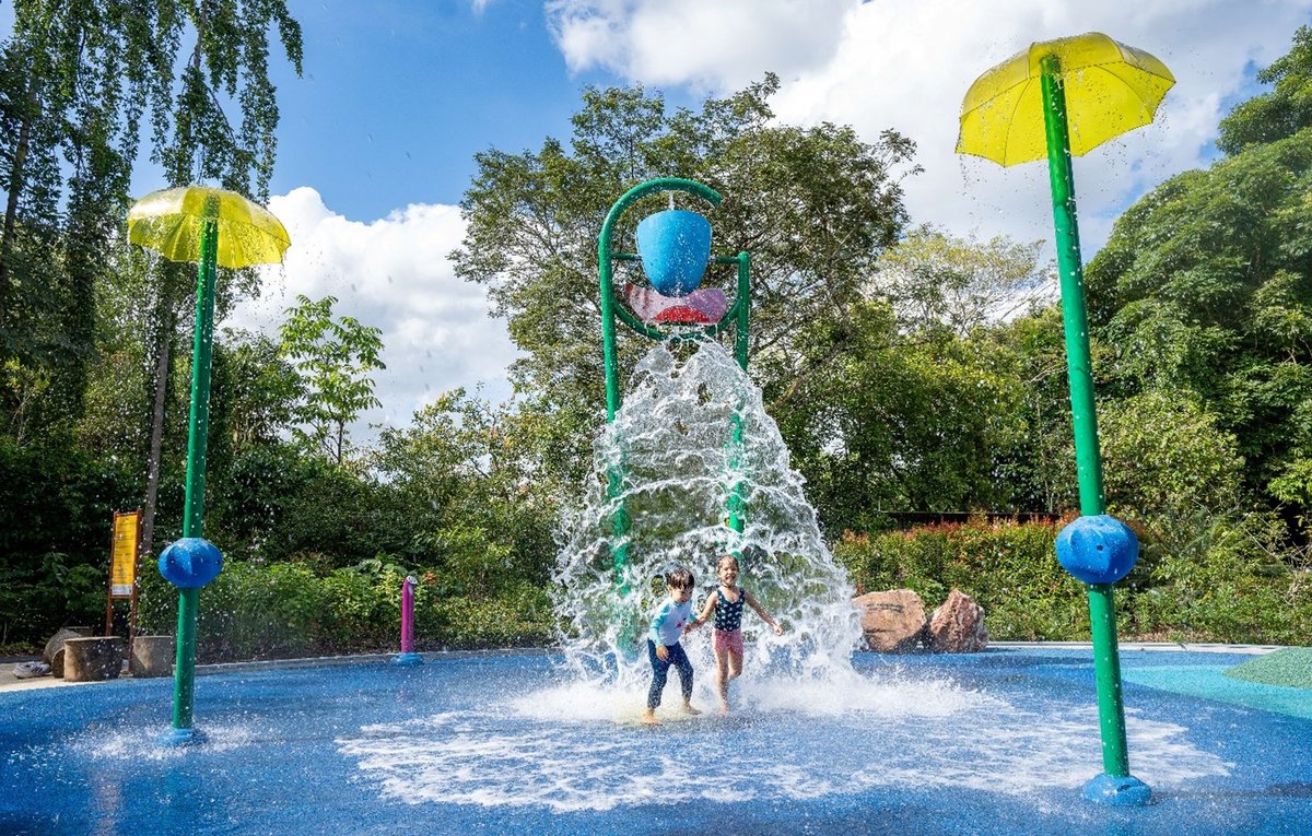 Spray features at the reopened Jacob Ballas Children’s Garden Waterplay